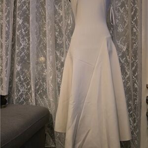 Donna Karan Cream A-line Dress with Mock Neck for Bride